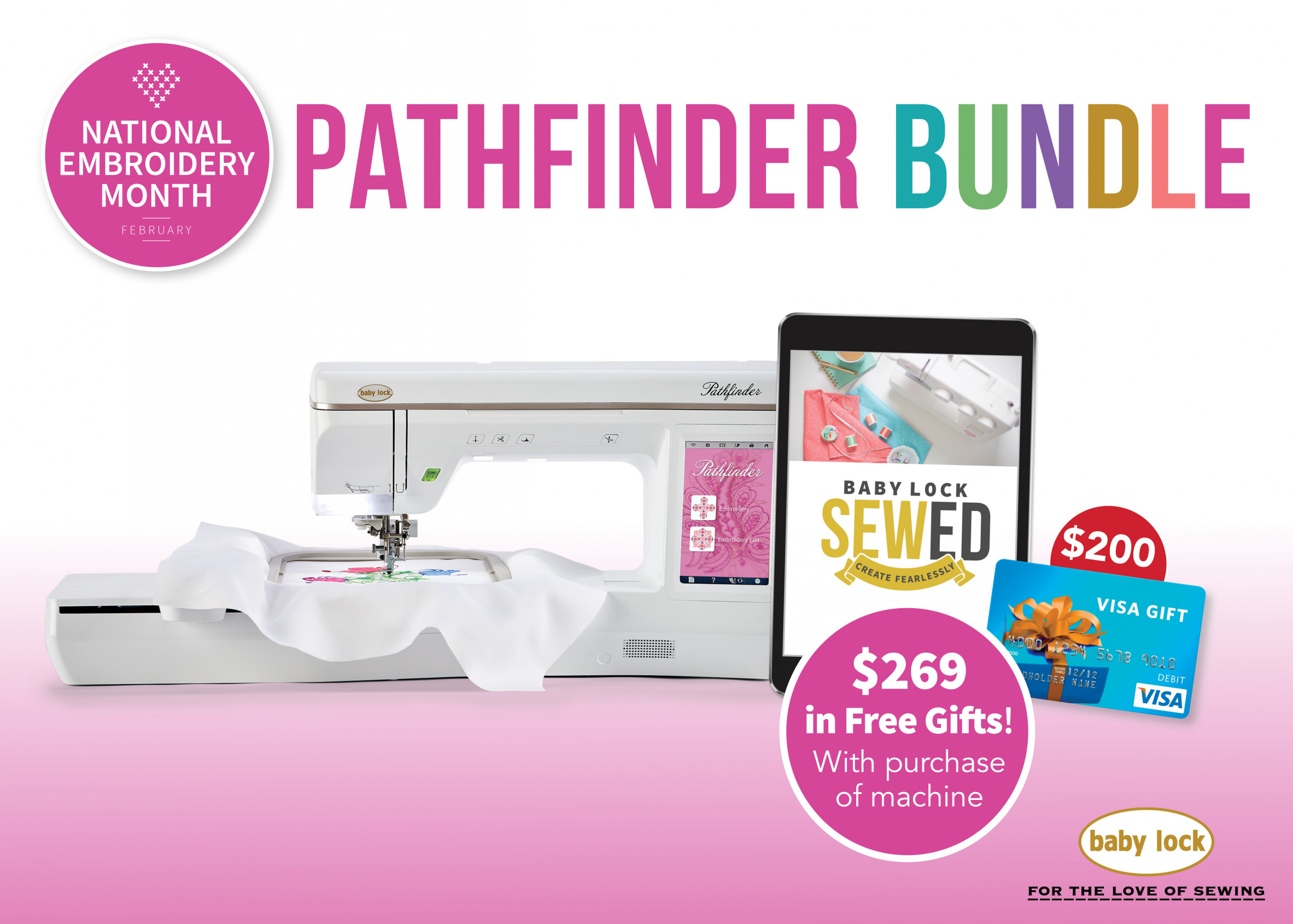 Baby Lock Pathfinder embroidery machine special offer