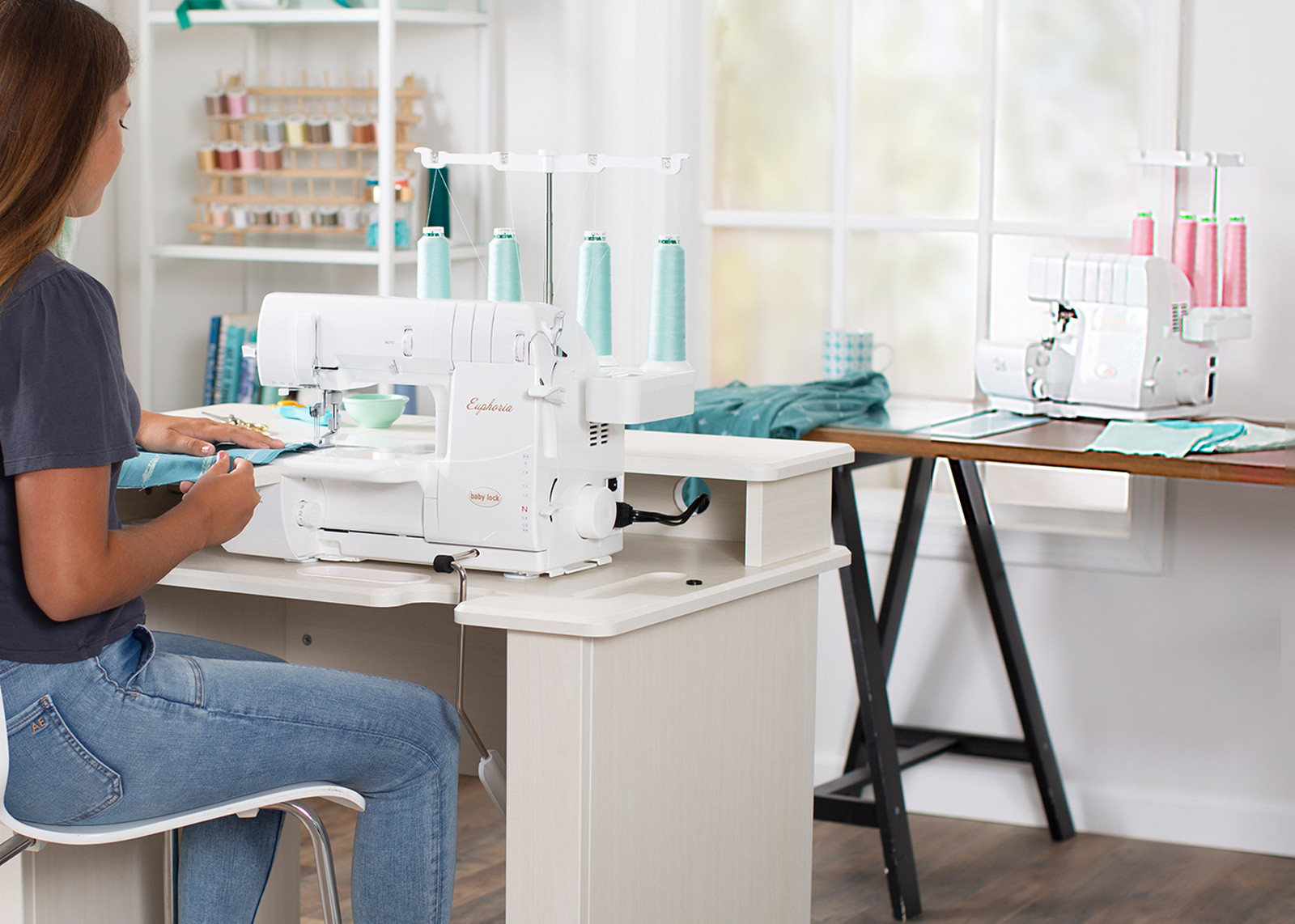 Baby Lock Euphoria Cover Stitch Serger Sewing Machine is easy to use for garment sewists