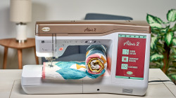 Font view of the large workspace on the Baby Lock Altair 2 sewing and embroidery machine