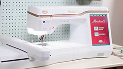 Font view of the large workspace on the Baby Lock Meridian 2 embroidery machine