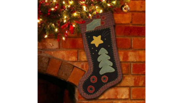 Vintage African American Wool Needle Point Lined Christmas Stocking 17"